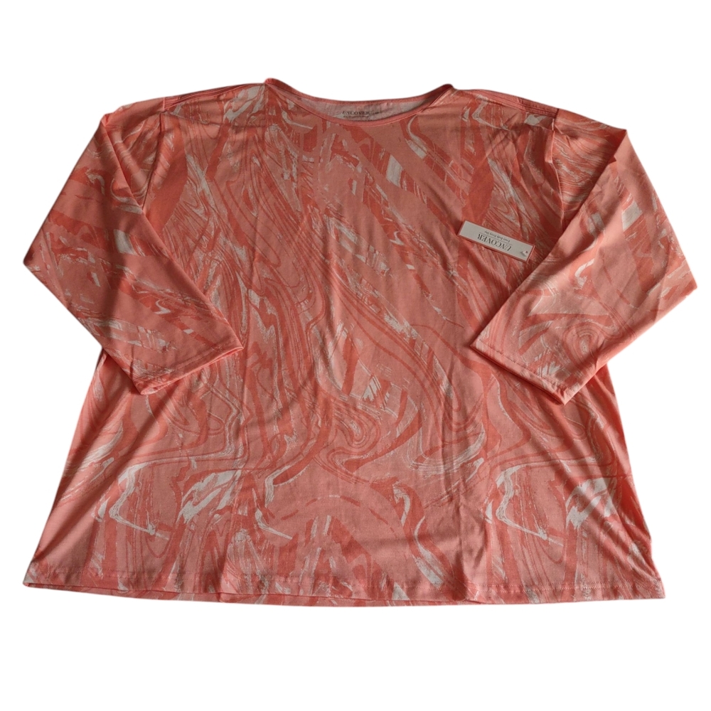 Uncover 2X Pink Abstract Print Top